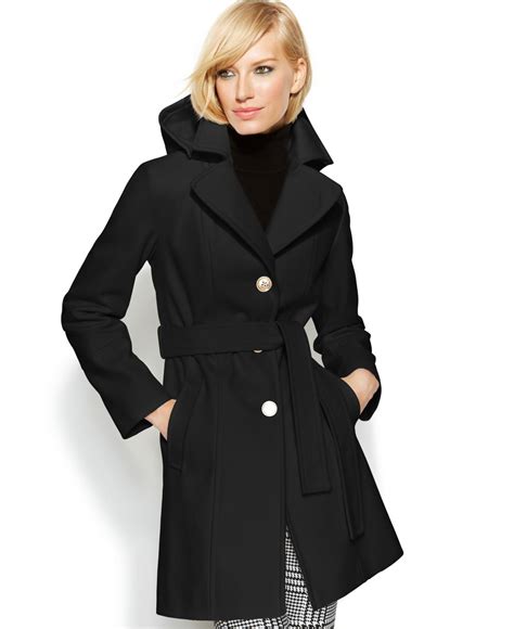 michael kors black hooded long padded coat|Michael Kors wool winter coats.